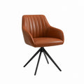 Drehbarer Armlehnstuhl Cognac aus PU-Kunstleder mit Stahlgestell 60 x 58 x 84 cm