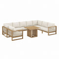 Gartenlounge-Set Ecksofa Natur aus Akazien-Massivholz mit Polyesterkissen 210 x 210 x 65 cm