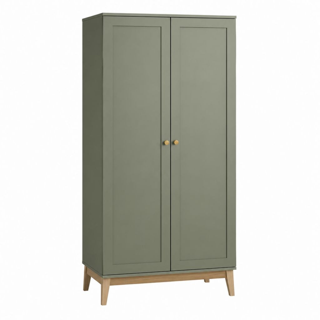 Kleiderschrank 2 Türen olivgrün MDF rechteckig 90 x 50 x 190 cm