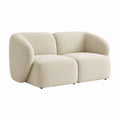 2-Sitzer Sofa Creme mit Polyester-Bouclé Bezug abgerundete Form 160 x 90 x 70 cm