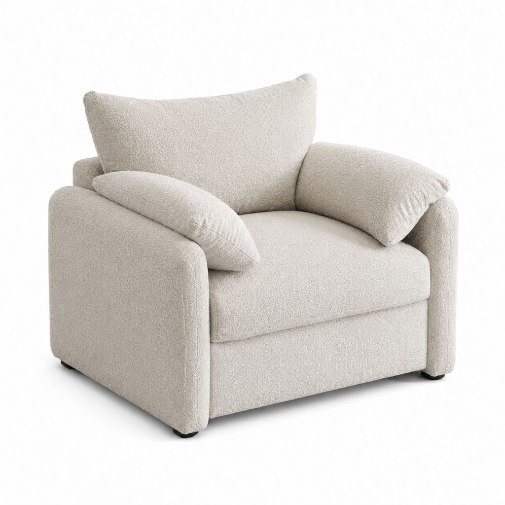 Sessel Creme Bouclé-Polyester kubisch 105 x 90 x 82 cm