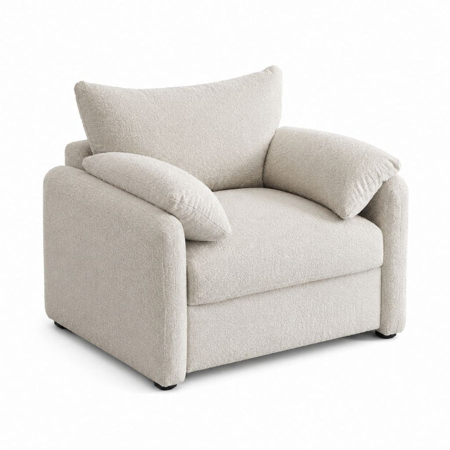 Sessel Creme Bouclé-Polyester kubisch 105 x 90 x 82 cm