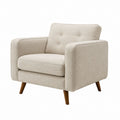 Sessel Beige mit Polyesterbezug und Massivholzfüßen 81 x 78 x 86 cm