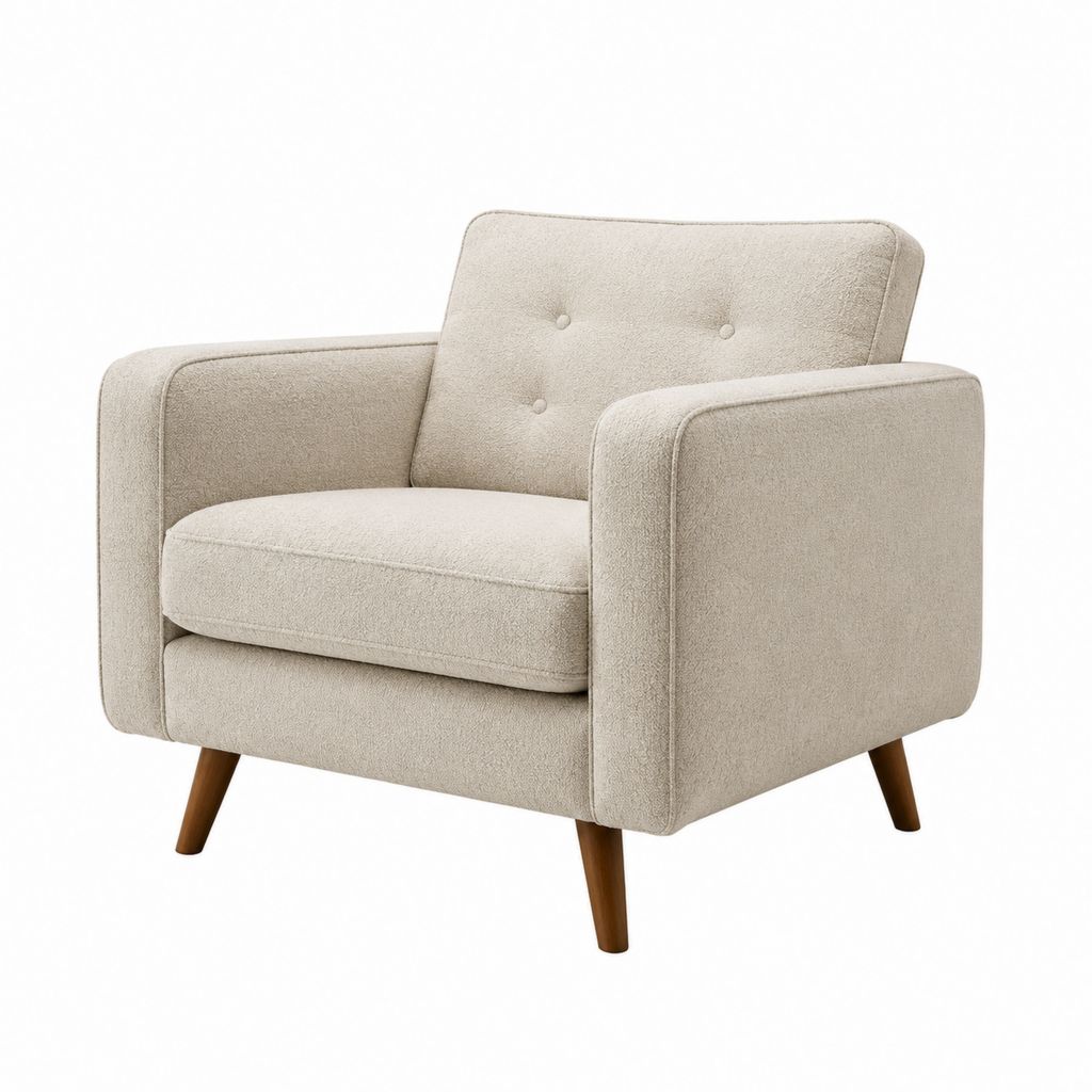 Sessel Beige mit Polyesterbezug und Massivholzfüßen 81 x 78 x 86 cm