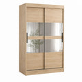 Schwebetürenschrank Eiche Sonoma Spanplatte mit Spiegel rechteckig 120 x 60 x 200 cm