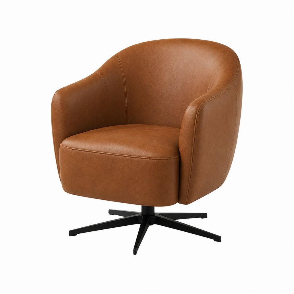 Drehsessel Cognac PU-Kunstleder mit Stahlfuß 78 x 75 x 78 cm