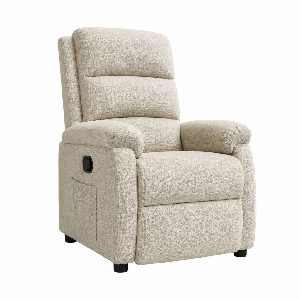 Relaxsessel mit manueller Liegefunktion Creme Polyester-Bouclé 86 x 94 x 103 cm