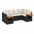 Garten-Lounge-Set 4-teilig Schwarz PE-Rattan mit cremefarbenen Polyesterkissen 280 x 210 x 63 cm
