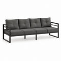 4-Sitzer Gartensofa Dunkelgrau Stahl Polyester 250 x 75 x 65 cm