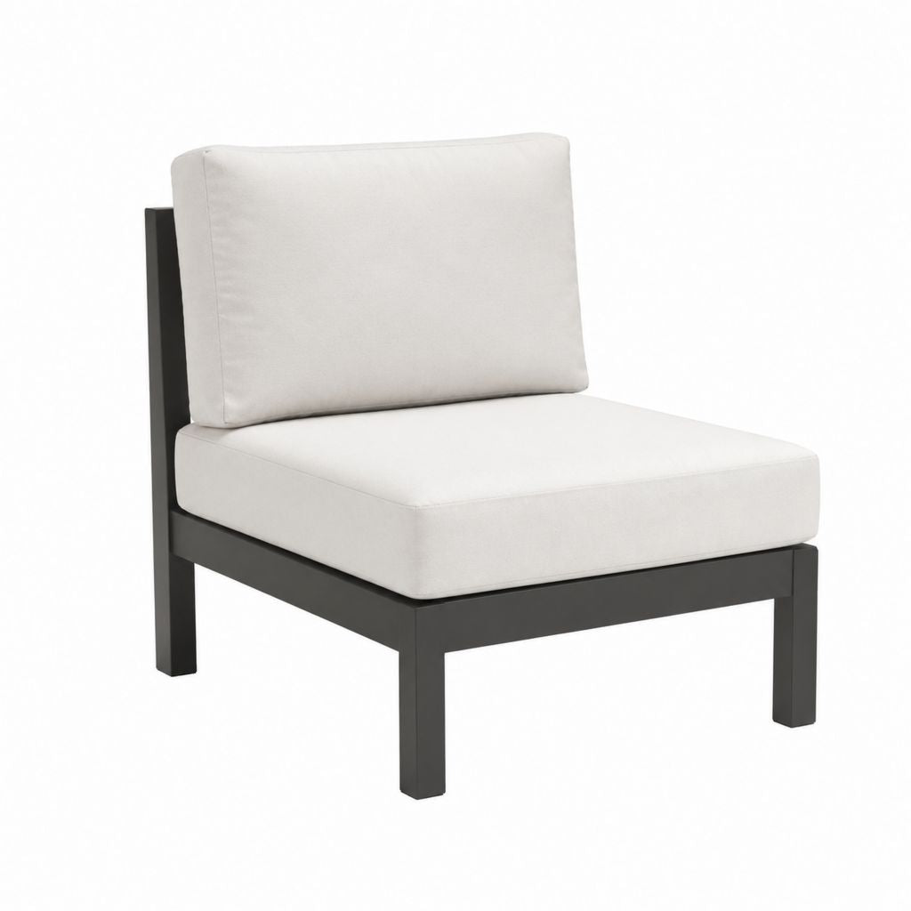 Gartensessel Beige mit schwarzem Aluminiumrahmen und Polyesterkissen 70 x 75 x 80 cm
