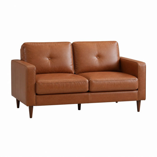2-Sitzer Sofa Cognac PU-Kunstleder Rechteckig 160 x 85 x 85 cm