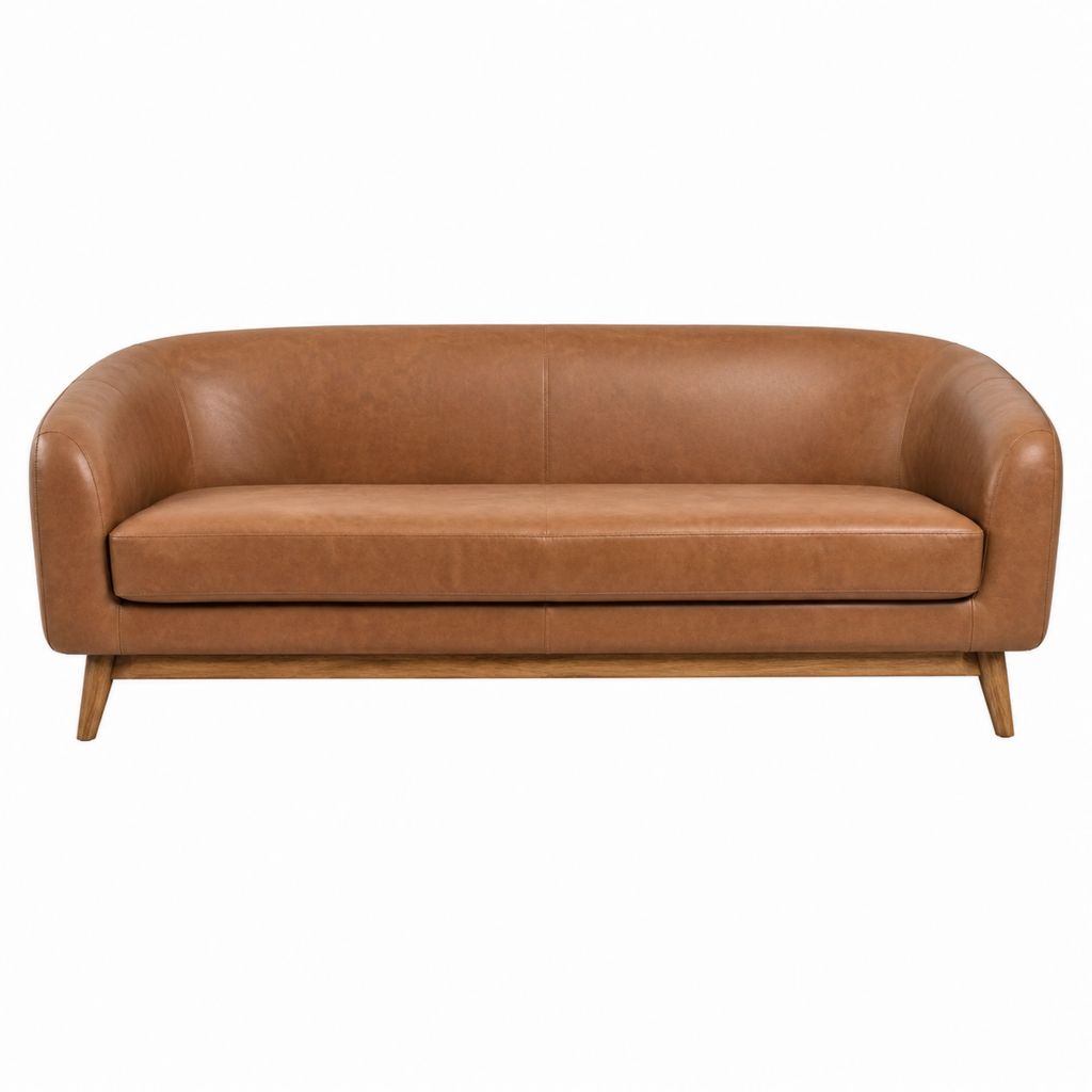2-Sitzer Sofa Cognacbraun PU-Kunstleder gerade Form 180 x 80 x 75 cm
