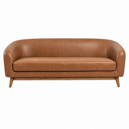 2-Sitzer Sofa Cognacbraun PU-Kunstleder gerade Form 180 x 80 x 75 cm