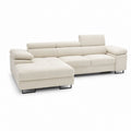 Ecksofa mit Recamiere links Creme Polyesterbezug 290 x 170 x 76 cm